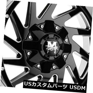 COAzC[ 24x14It[hX^[M12 5x5 / 5x127 -76ubN~hzC[Zbgi4j 24x14 Off-Road Monster M12 5x5/5x127 -76 Black Milled Wheels Rims Set(4)