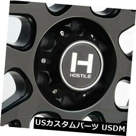 海外輸入ホイール 22x12敵対的なH108スプロケット8x180 -44フルブラックホイールリムセット（4） 22x12 Hostile H108 Sprocket 8x180 -44 Full Black Wheels Rims Set(4)