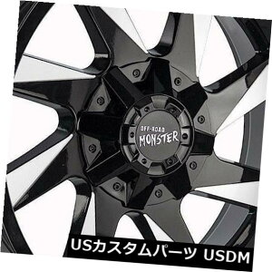COAzC[ 24x12It[hX^[M80 5x5 / 5x5.5 -44ubN~hzC[Zbgi4j 24x12 Off-Road Monster M80 5x5/5x5.5 -44 Black Milled Wheels Rims Set(4)