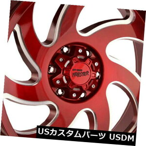 COAzC[ 24x12It[hX^[M07 8x6.5 / 8x165.1 -44LfBAbvbhzC[Zbgi4j 24x12 Off-Road Monster M07 8x6.5/8x165.1 -44 Candy Apple Red Wheels Rims Set(4)