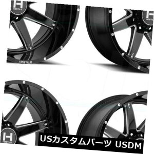 �C�O�A���z�C�[�� 20x12�G�ΓI��H109 Alpha 8x180 -44�u���b�N�~���h�z�C�[�������Z�b�g�i4�j 20x12 Hostile H109 Alpha 8x180 -44 Black Milled Wheels Rims Set(4) �y���s�A���i�z