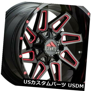 �C�O�A���z�C�[�� 22x14 Elevate ELV8.8 6x135 / 6x5.5 -76���b�h�~���h�z�C�[�������Z�b�g�i4�j 22x14 Elevate ELV8.8 6x135/6x5.5 -76 Red Milled Wheels Rims Set(4)