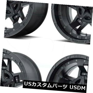 �C�O�A���z�C�[�� 20x9 XD XD827 Rockstar 5x114.3 / 5x4.5 / 5x5 -12�u���b�N�A�N�Z���g�z�C�[�������Z�b�g�i4�j 20x9 XD XD827 Rockstar 5x114.3/5x4.5/5x5 -12 Black Accent Wheels Rims Set(4) �y���s�A���i�z