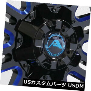 COAzC[ 20x12AJIt[hA106 6x135 -44ubN~hu[zC[Zbgi4j 20x12 American Off-Road A106 6x135 -44 Black Milled Blue Wheels Rims Set(4)