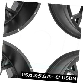 海外輸入ホイール 24x12 Vision 412ロッカー8x180 -51サテンブラックホイールリムセット（4） 24x12 Vision 412 Rocker 8x180 -51 Satin Black Wheels Rims Set(4)