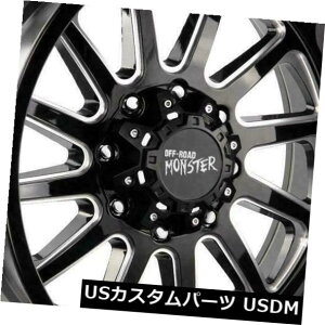 COAzC[ 22x12It[hX^[M17 5x5 / 5x127 -44ubN~hzC[Zbgi4j 22x12 Off-Road Monster M17 5x5/5x127 -44 Black Milled Wheels Rims Set(4)