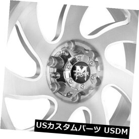 海外輸入ホイール 22x12オフロードモンスターM07 5x5 / 5x127 -44シルバーブラシホイールリムセット（4） 22x12 Off-Road Monster M07 5x5/5x127 -44 Silver Brushed Wheels Rims Set(4)