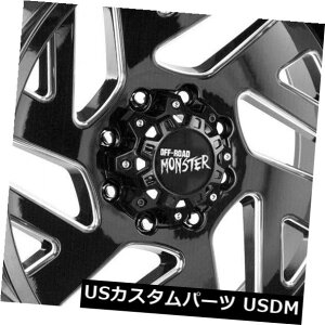 COAzC[ 22x12It[hX^[M19 5x5 / 5x127 -44ubN~hzC[Zbgi4j 22x12 Off-Road Monster M19 5x5/5x127 -44 Black Milled Wheels Rims Set(4)