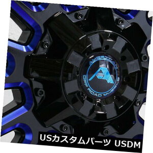 COAzC[ 20x10AJIt[hA105 6x5.5 / 6x139.7 -24ubN~hu[zC[Zbgi4j 20x10 American Off-Road A105 6x5.5/6x139.7 -24 Black Milled Blue Wheels Set(4)