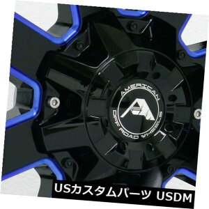 COAzC[ 20x10AJIt[hA108 5x114.3 -24ubN~hu[zC[Zbgi4j 20x10 American Off-Road A108 5x114.3 -24 Black Milled Blue Wheels Rims Set(4)