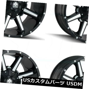 �C�O�A���z�C�[�� 22x12���C�w���A�[�Z�i��8x6.5 / 8x170 -44�O���X�u���b�N�}�V�j���O�z�C�[�������Z�b�g�i4�j 22x12 Mayhem Arsenal 8x6.5/8x170 -44 Gloss Black Machined Wheels Rims Set(4) �y���s�A���i�z
