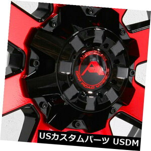 COAzC[ 20x12AJIt[hA108 6x5 / 6x127 -44ubN}VjObhzC[Zbgi4j 20x12 American Off-Road A108 6x5/6x127 -44 Black Machined Red Wheels Rim Set(4)
