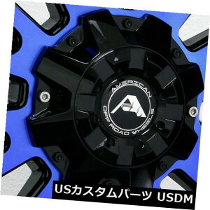 COAzC[ 20x10AJIt[hA105 6x5.5 / 6x139.7 -24ubN}VjOu[zC[Zbgi4j 20x10 American Off-Road A105 6x5.5/6x139.7 -24 Black Machined Blue Wheels Set(4)