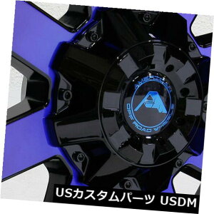 COAzC[ 20x10AJIt[hA108 8x6.5 / 8x165.1 -24ubN}VjOhu[zC[Zbgi4j 20x10 American Off-Road A108 8x6.5/8x165.1 -24 Black Machined Blue Wheels Set(4)