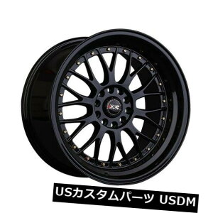COAzC[ 18x8.5F / 18x10R +25/25 XXR 521 5x114.3 / 120ubN/S[hxbgzC[i4Zbgj 18x8.5F/18x10R +25/25 XXR 521 5x114.3/120 Black / Gold Rivets Wheels (Set of 4)