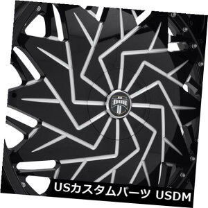 �C�O�A���z�C�[�� 26x9 ET1�_�uS231 Dazr 5x120.7 / 5x127�u���b�N�~���h�����i4�Z�b�g�j 26x9 ET1 Dub S231 Dazr 5x120.7/5x127 Black Milled Rims (Set of 4) �y���s�A���i�z
