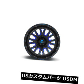 海外輸入ホイール 18x9 ET20燃料D645ストローク5x139.7 / 5x150ブラックw /キャンディーブルーリム（4個セット） 18x9 ET20 Fuel D645 Stroke 5x139.7/5x150 Black w/Candy Blue Rims (Set of 4)