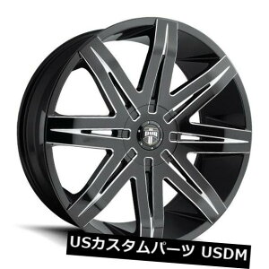 �C�O�A���z�C�[�� 22x9.5 ET33�_�uS227�X�^�b�N5x114.3 / 5x120�u���b�N�~���h�z�C�[���i4�Z�b�g�j 22x9.5 ET33 Dub S227 Stacks 5x114.3/5x120 Black Milled Wheels (Set of 4) �y���s�A���i�z