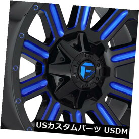 海外輸入ホイール 22x12 Fuel D646 Hardline 8x165.1 ET-44 Black w / Candy Blue Wheels（4個セット） 22x12 Fuel D646 Hardline 8x165.1 ET-44 Black w/Candy Blue Wheels (Set of 4)