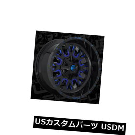 海外輸入ホイール 22x10燃料D645ストローク6x135 / 6x139.7 ET-18ブラック（キャンディブルーホイール付き）（4個セット） 22x10 Fuel D645 Stroke 6x135/6x139.7 ET-18 Black w/Candy Blue Wheels (Set of 4)