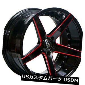 COAzC[ Newi4j20 "X^bK[h}[L[zC[3226OXubNAbh~hFS New(4) 20" Staggered Marquee Wheels 3226 Gloss Black with Red Milled Rims FS