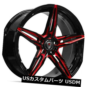 COAzC[ QTY4 18 "}[L[zC[M8888OXubNAbh~hCA QTY4 18" Marquee Wheels M8888 Gloss Black with Red Milled Rims CA