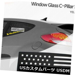 hAs[ HYUNDAI 11-2017 VelosterpCs[EBhEX|[cv[gCG[AJtbO C Pillar Window Sports Plate Yellow American Flag For HYUNDAI 11-2017 Veloster