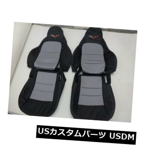 �V�[�g�J�o�[ 2005-2011 C6�R���x�b�g�����p���U�[�V�[�g�J�o�[�u���b�N��amp; A ���C�g�O���[ 2005-2011 C6 Corvette Replacement Leather Seat Covers Black  Light Grey �y���s�A���i�z