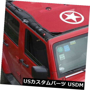 bVgbvJo[ bht@CuX^[[tbVTVF[hgbvUVveN^[Jo[tBbgW[vO[JK 4dr Red Five Star Roof Mesh Sunshade Top UV Protector Cover fit Jeep Wrangler J