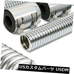 USbLp[c 24 "jo[T|bVhtLVuXeXX`[WG[^[z[XN[LbvLbg 24" Universal Polished Flexible Stainless Steel Radiator Hose Chrome Caps Kit