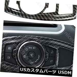 US���b�L�p�[�c �t�H�[�h�G�b�W2015-2018�ɍ���1pc�J�[�{���t�@�C�o�[�J���[�t�����g�����v�X�C�b�`�g�����J�o�[ 1pc Carbon Fiber Color Front Lamp switch trim Cover Fit For Ford Edge 2015-2018 �y���s�A���i�z