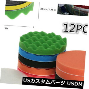 USbLp[c 127 "otX|WE[pbhLbgԃ|bV[obt@[VCi[Zbg 12Pcs 7" Buffing Sponge Woolen Polishing Pads Kit Car Polisher Buffer Shiner Set