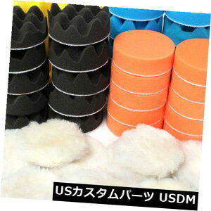 USメッキパーツ 50個/ロット3インチ車用ポリッシャーバッファー用の研磨バフ研磨スポンジパッドワックスキット 50Pcs/lot 3" Inch Buffing Polishing Sponge Pads Wax Kit For Car Polisher Buffer