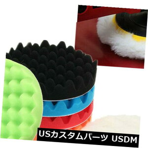 USbLp[c 7̃Eh7C`bNXpbh1hA_v^[c[tgC1 7 Pcs Round 7 Inch Polishing Waxing Wavy Pad +1 Tray with 1 Drill Adapter Tool