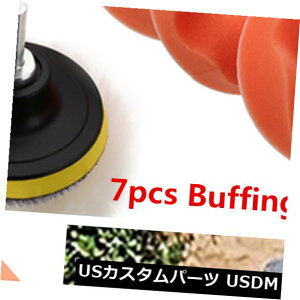 USbLp[c 73C`ԌbNXotpbhLbgX|WE[+ M10hA_v^[ 7Pcs 3'' Car Polishing Waxing Buffing Pad Kit Sponge Woolen+M10 Drill Adapter