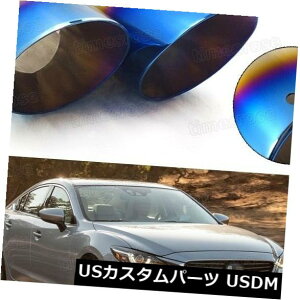 }t[Jb^[ }c_6 2013-201720432Ԃ̔rC}t[`bve[pCvGhgu[ 2Pcs Car Exhaust Muffler Tip Tail Pipe End Trim Blue for Mazda 6 2013-2017 #2043