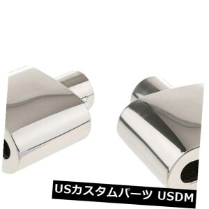 }t[Jb^[ 2{̎Ԃ̔rCǂ̃e[X[grC`bvXeXCVo[ 2pcs Car Exhaust Pipe Tail Throat Auto Exhaust Tip Stainless Modified Silver