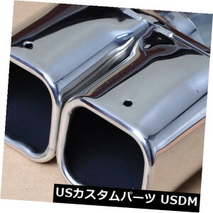 マフラーカッター MAKカースクエアデュアルスラントエキゾーストマフラーテールパイプチップサイレンサーインレット46-62mm MAK Car Square Dual Slant Exhaust Muffler Tail Pipe Tip Silencer Inlet 46 - 62mm