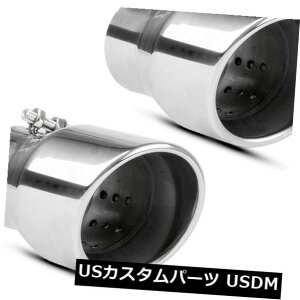 �}�t���[�J�b�^�[ �y�A2.5 "�C��3.5"�A�E�g6 "�����O�}�t���[�G�L�]�[�X�g�`�b�v�_�u�����C���[�X�e�����X�X�`�[�� Pair 2.5" In 3.5" Out 6" Long Muffler Exhaust Tips Double Layer Stainless Steel