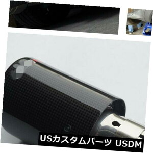 マフラーカッター 新しい光沢のあるカーボンファイバー+スチールカーエキゾーストクランプオンチップ54MMマフラートリムカバー New Glossy Carbon Fiber+Steel Car Exhaust Clamp-on Tip 54MM Muffler Trim Cover