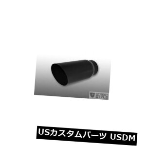 マフラーカッター ブラックパウダーコーティングボルトオンテールパイプエキゾーストチップ5 "インレット-6"アウトレット-15 "ロング Black Powder Coated Bolt-On Tail Pipe Exhaust Tip 5" Inlet - 6" Outlet -15"
