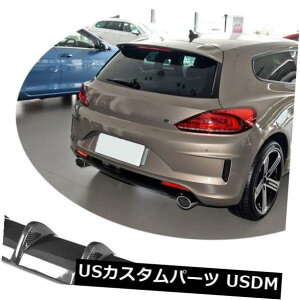 J[{f tHNX[QVbRR 15-18̂߂̃J[{@ۂ̃op[̊gU̐ÕNH[h̐[ Carbon Fiber Rear Bumper Diffuser Lip Quad Tips For Volkswagen Scirocco R 15-18