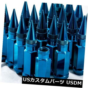 US�i�b�g 92mm AodHan XT92 12X1.5�X�`�[���u���[�X�p�C�N���O�i�b�g�t�B�b�g�}�c�_Rx7�v���e�W 92mm AodHan XT92 12X1.5 Steel Blue Spiked Lug Nuts Fits Mazda Rx7 Protege �y���s�A���i�z