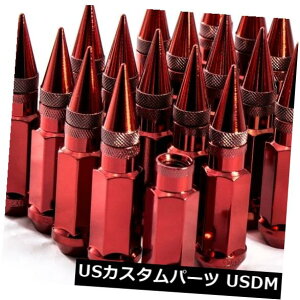 US�i�b�g 92mm AodHan XT92 12X1.5�X�`�[�����b�h�X�p�C�N���O�i�b�g�̓}�c�_Rx7�v���e�W�ɓK�� 92mm AodHan XT92 12X1.5 Steel Red Spiked Lug Nuts Fits Mazda Rx7 Protege �y���s�A���i�z