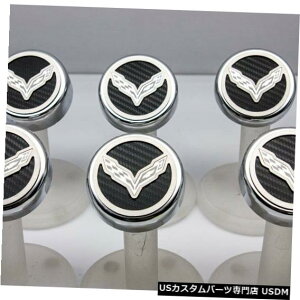 �G���W���J�o�[ 2014 + C7�R���x�b�g�}�j���A��6�̃G���W���L���b�v�J�o�[�Z�b�g�J�[�{���t�@�C�o�[�N���X�t���O 2014 + C7 Corvette Manual 6 pc Engine Cap Covers Set Carbon Fiber Crossed Flags �y���s�A���i