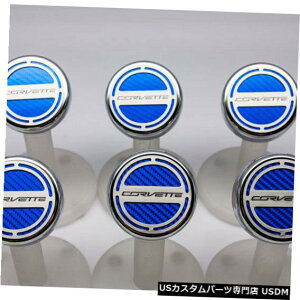 GWJo[ Corvette C7 Z06  Z51 Manual 6pc Engine Cap Cover Set - Blue Corvette Name Logo