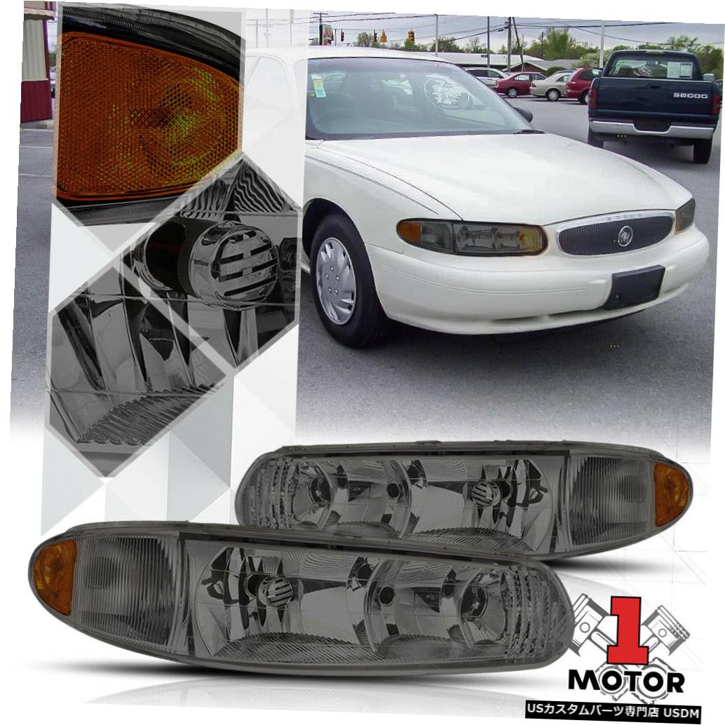 ヘッドライト 97-05ビュイックセンチュリー/リーガル用スモークティンテッドヘッドライトアンバーターンシグナルリフレクター Smoke Tinted  Headlight Amber Turn Signal Reflector for 97-05 Buick Century/Regal |