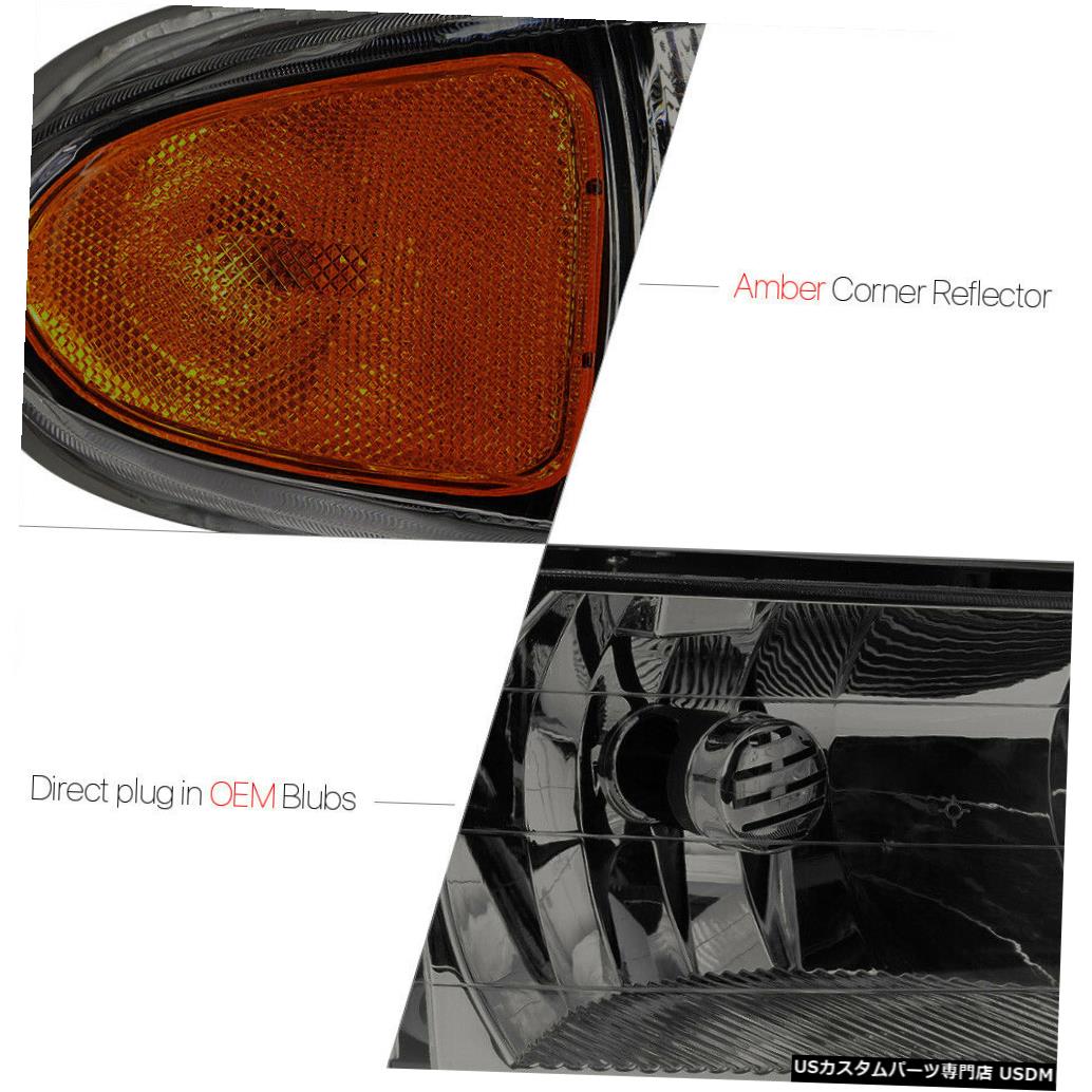 ヘッドライト 97-05ビュイックセンチュリー/リーガル用スモークティンテッドヘッドライトアンバーターンシグナルリフレクター Smoke Tinted  Headlight Amber Turn Signal Reflector for 97-05 Buick Century/Regal |
