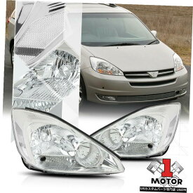 ヘッドライト 04-05トヨタシエナ用クロームハウジングヘッドライトランプクリアシグナルリフレクター Chrome Housing Headlight Lamp Clear Signal Reflector for 04-05 Toyota Sienna