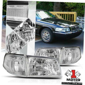ヘッドライト 06-11マーキュリーグランドマーキス用クロームハウジングヘッドライトクリアシグナルリフレクター Chrome Housing Headlight Clear Signal Reflector for 06-11 Mercury Grand Marquis